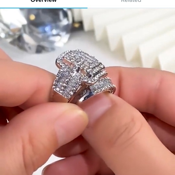 🌞💎💍2 PC CZ SILVER WEDDING RING SET ITS BEAUTIFUL-FASHION JEWELRY - Picture 11 of 15